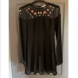 Forever 21 Floral Embroidered Mesh Top Bell Sleeve Dress
